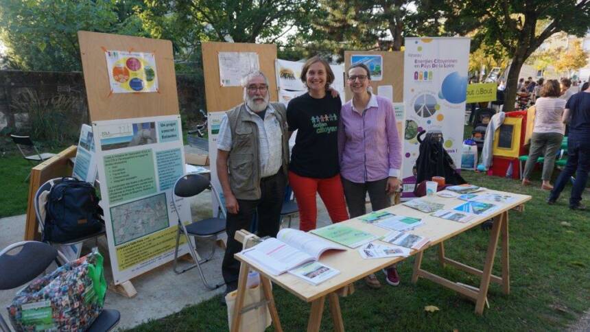 Photo : stand d'Eolandes, ECPDL et Sites à Watts Developpement à Alternatiba Nantes en 2015