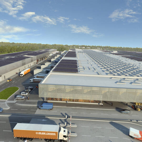 MIN à Watt, centrale solaire sur le toit du MIN de Nantes à Rezé
