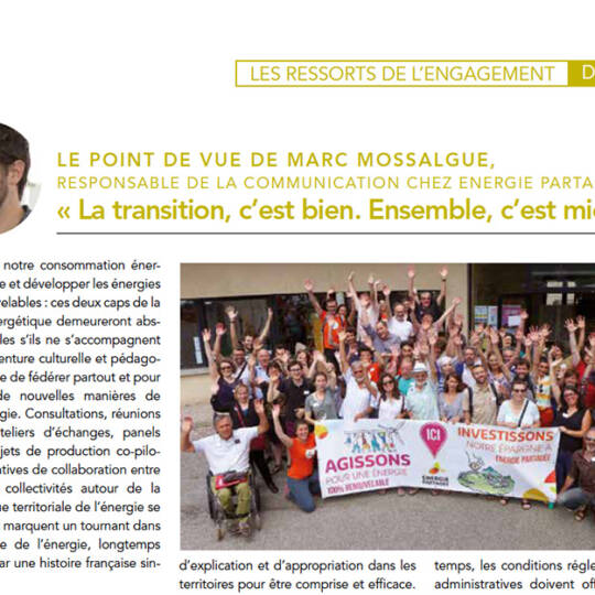 Tribune de Marc Mossalgue d'Energie Partagée dans CLER Infos n°120