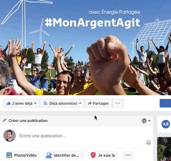 Écrivez une recommandation publique pour favoriser la visibilité de la page Facebook d'Energie Partagée