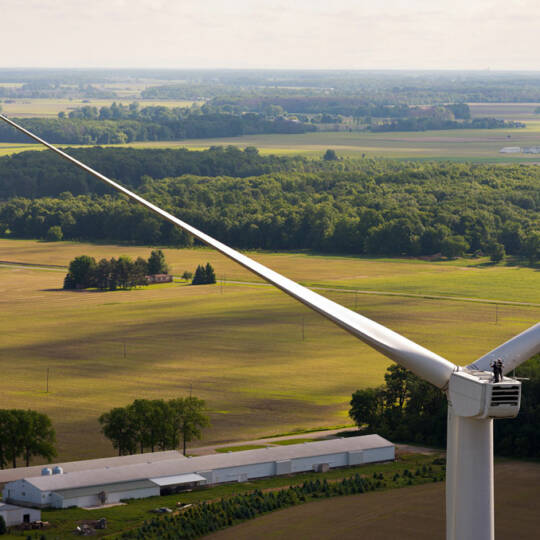 Éolienne Nordex N117 2,4 MW comme celles du parc de l'Hyrome