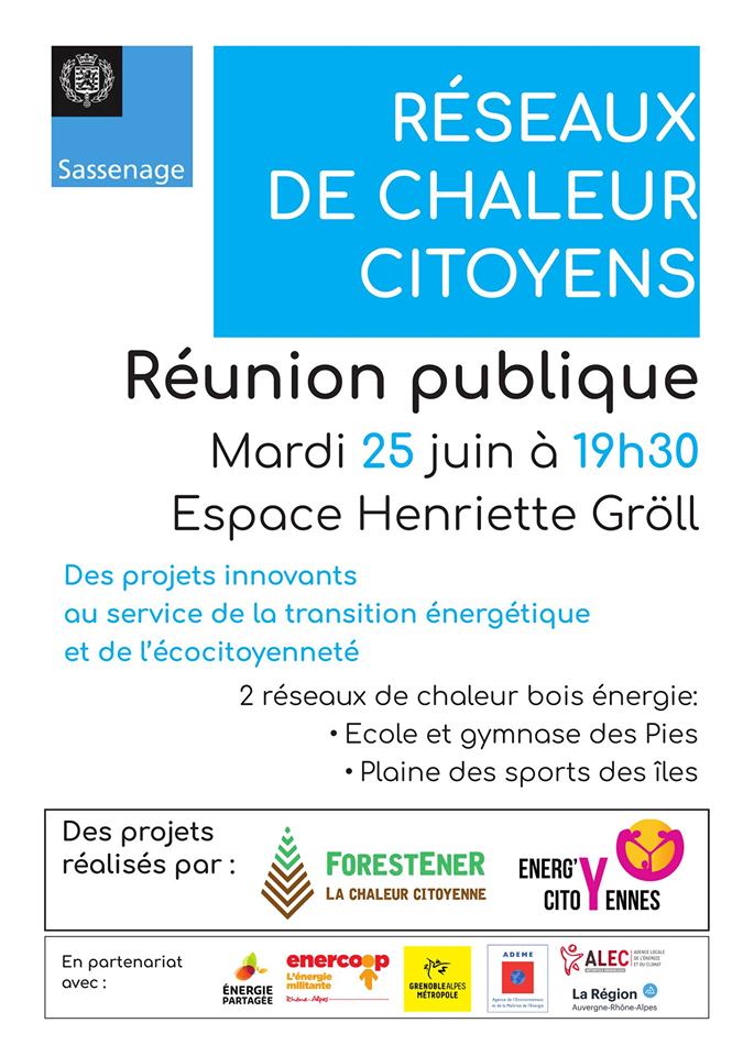 Projets de chaleur citoyens, réunion publique à Sassenage, avec ForestEner