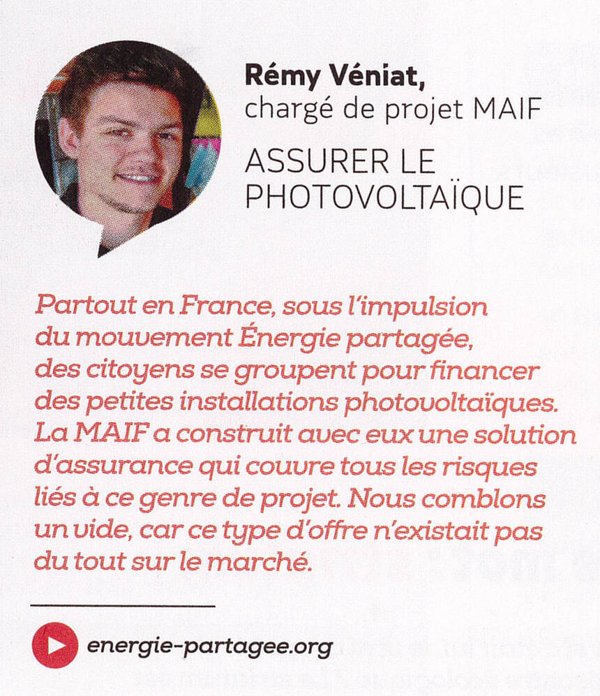 Partenariat MAIF-Énergie Partagée dans MAIF Mag octobre 2019