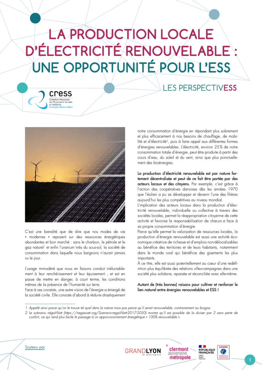 CRESS-2020-La production locale d'électricité renouvelable-Opportunité pour l'ESS-Couv