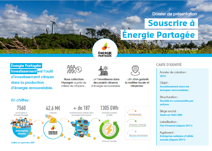 couverture de la brochure Énergie Partagée Investissement