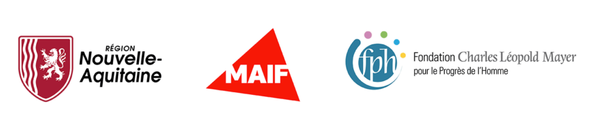 Logos : Région Nouvelle-Aquitaine, MAIF, Fondation Charles Léopold-Mayer pour le Progrès de l’Homme